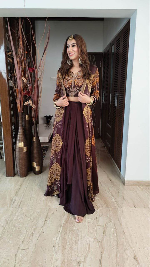 Wine Brown Lehenga Set