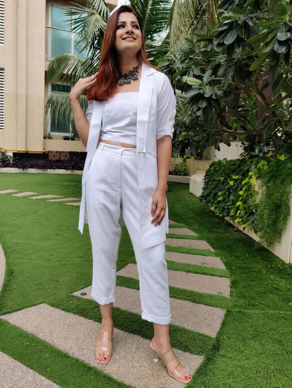 All White Blazer Set