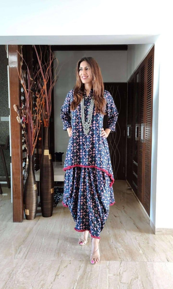 Blue Diamond Dhoti Skirt Dress