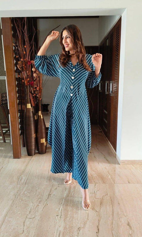 Blue Front Slit Coord
