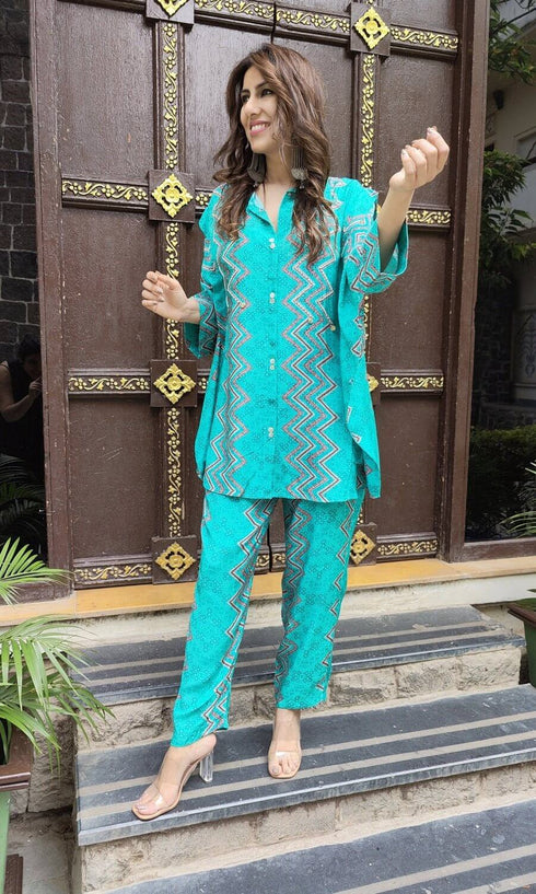 Blue Zig Zag Coord Set
