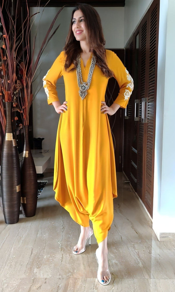 Mustard Embroidery Jumpsuit