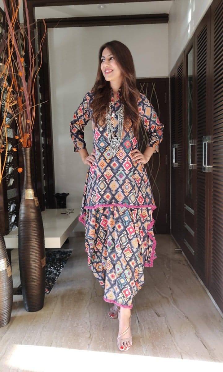 Navy Blue Dhoti Skirt Dress – Label DC