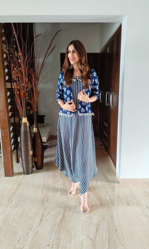 Double Take Jumpsuit(Navy/Baby Blue/Ivory)