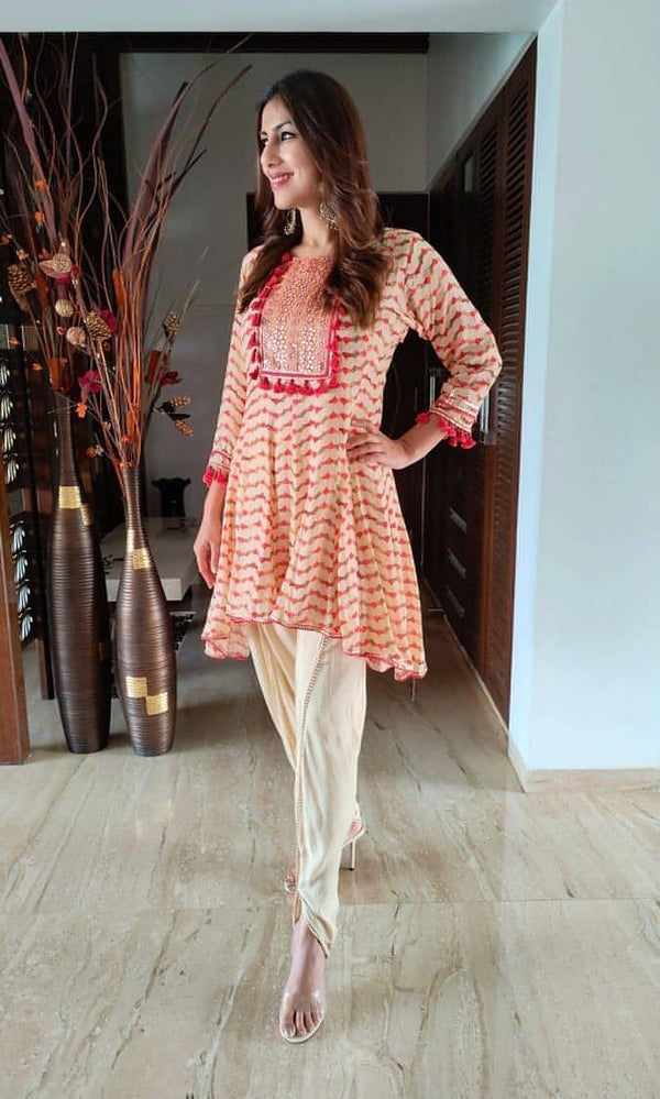 Red Mini Anarkali Set