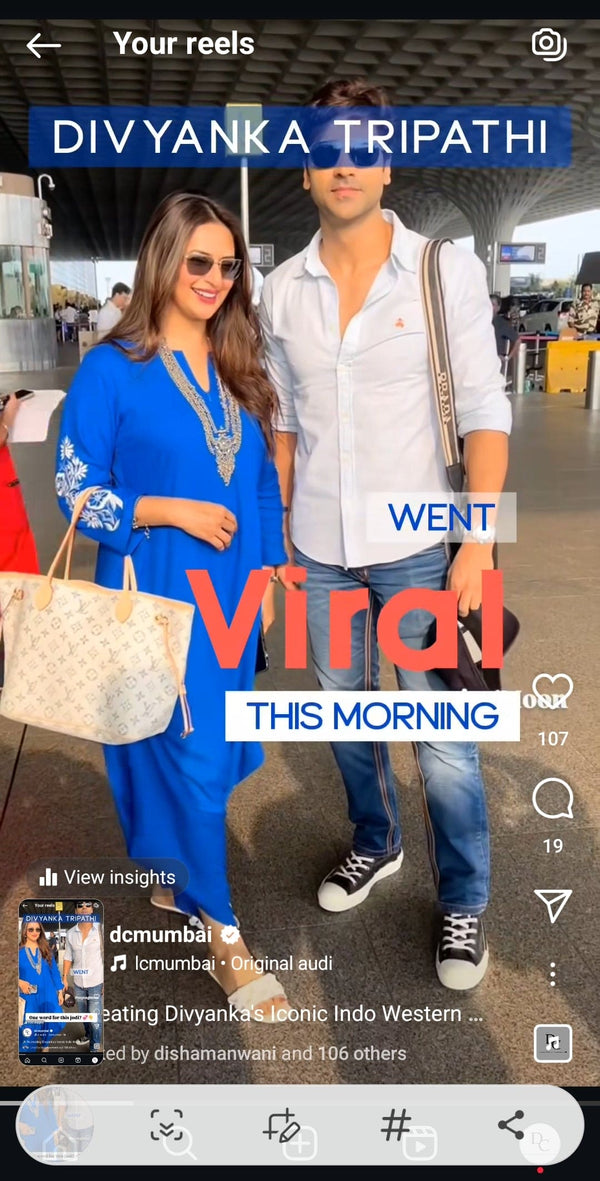 (@DivyankaTripathi) Royal Blue Embroidery Jumpsuit