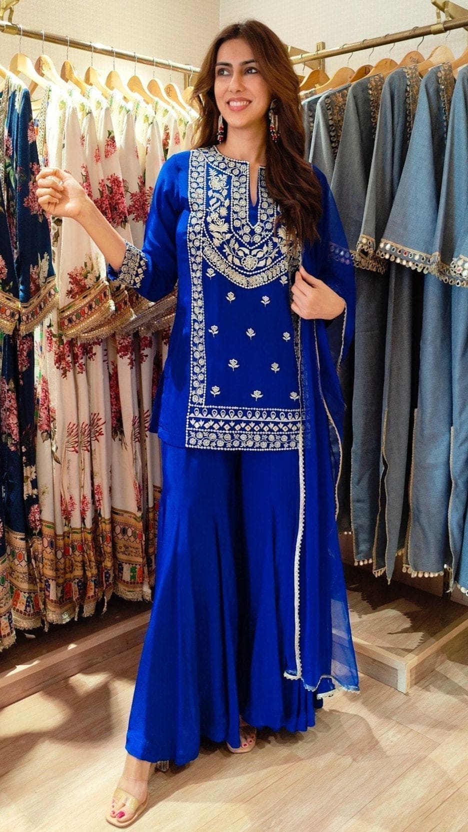 blue sharara dress Royal Set Includes kurti june-sale-26 Red carpet dresses gowns Size:4-5