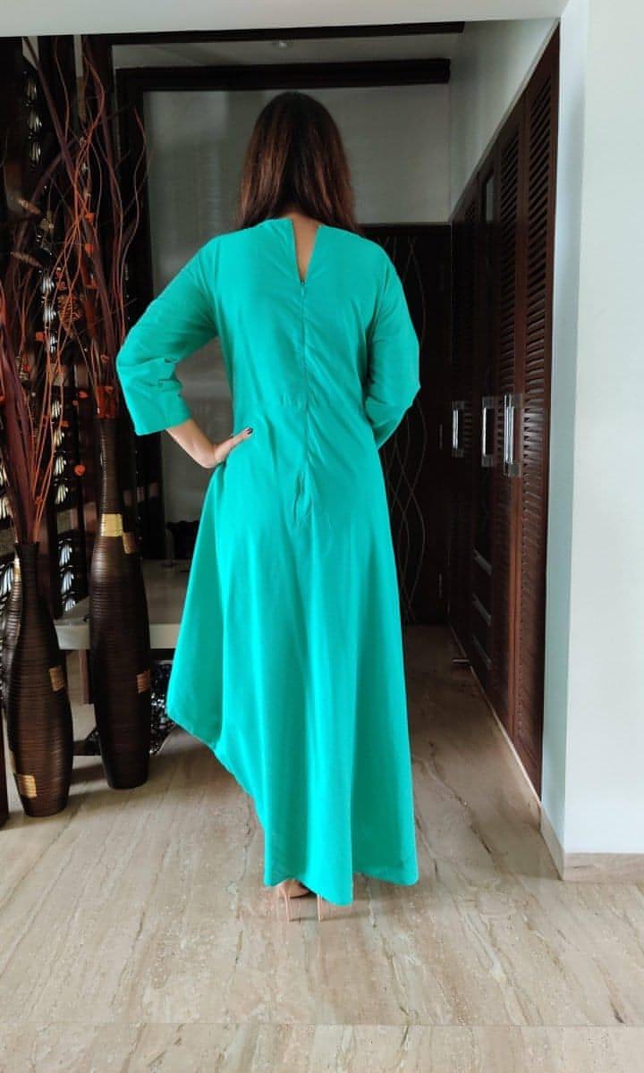 sea green colour dress for women Daisda Mint Green Split Mermaid Prom Dress Long Sleeves With Applique