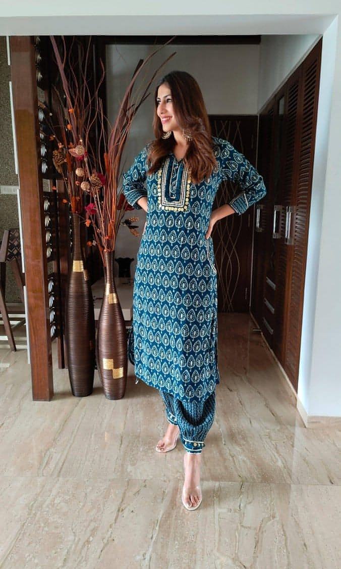 knee length dresses for ladies Teal Blue Pathani Set – Label DC