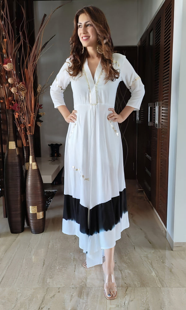 White Leather Patchwork Dress