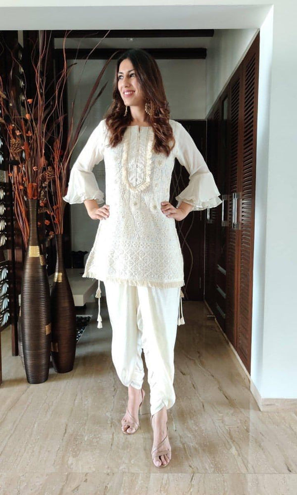 White Lucknowi Set